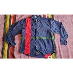 Vintage Urgent Gear Long Sleeve Button Up Shirt L Blue